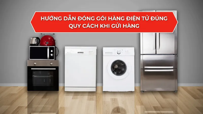 Hình ảnh một kiện hàng được đóng gói cẩn thận với vật liệu chống sốc và băng dính chắc chắn để gửi đi qua dịch vụ chuyển phát nhanh.