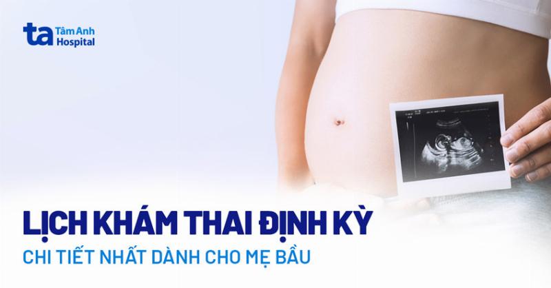 Hình ảnh minh họa các mốc khám thai quan trọng trong thai kỳ, bao gồm lần siêu âm đầu tiên có tim thai.
