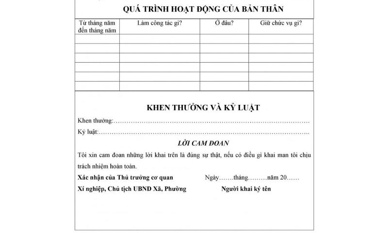 Cách liệt kê quá trình học tập trong sơ yếu lý lịch tự thuật