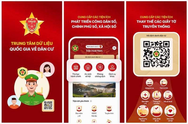 Người dùng sử dụng ứng dụng VNeID trên điện thoại thông minh, biểu tượng định danh điện tử mức 2