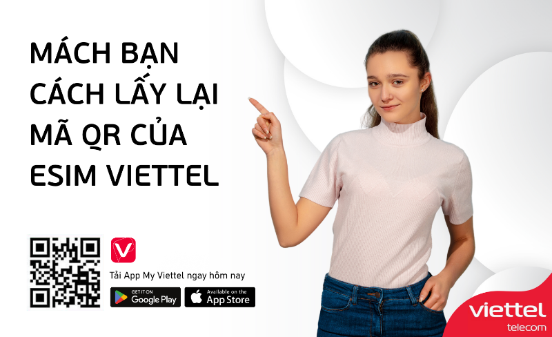 Ảnh minh họa người dùng đang sử dụng camera điện thoại để quét mã QR code do Viettel cung cấp để kích hoạt eSIM.