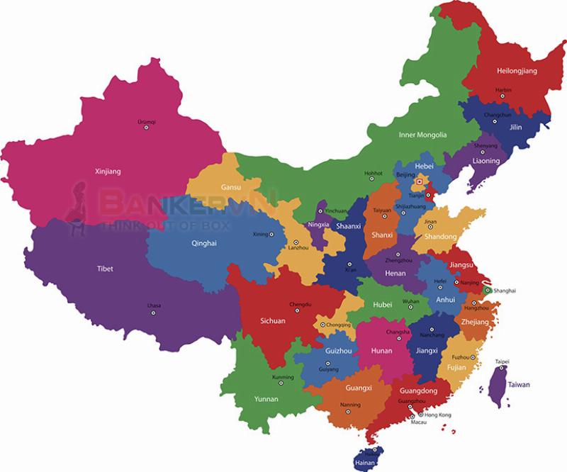 Bản đồ hành chính Trung Quốc thể hiện các tỉnh thành và khu vực đặc biệt
